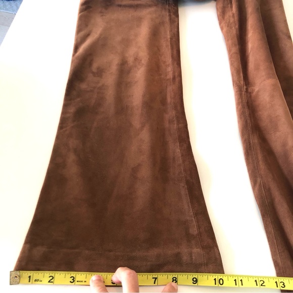 Ralph Lauren Blue Label, Cognac Brown, Suede Leather, Flare Leg Pants, Women’s 6 - Picture 13 of 17